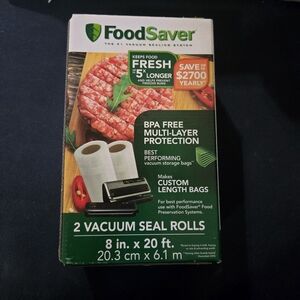 NEW & SEALED Box Of 2 8" x 20" FoodSaver Vacuum Seal Rolls